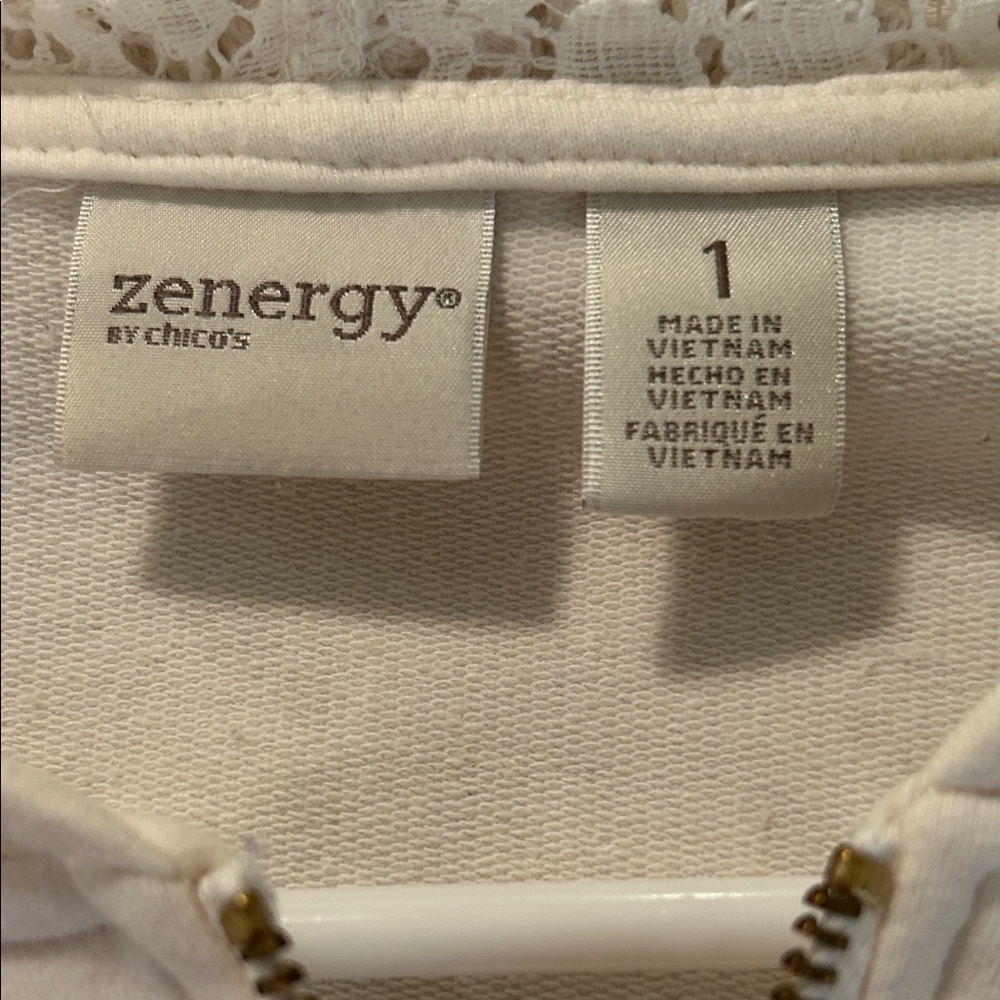Women's Cream Hooded Jacket with lace accents size 1 - Picture 9 of 11